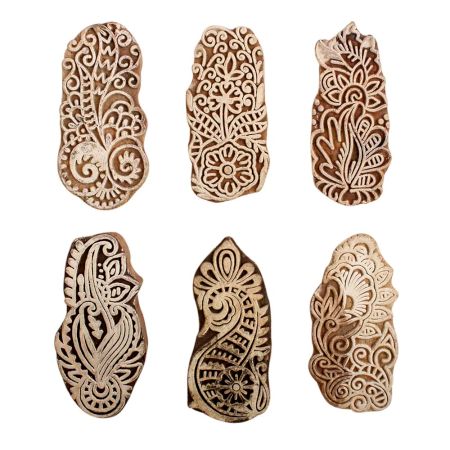 Set of 6 Piece New Mix Wooden Printing Block